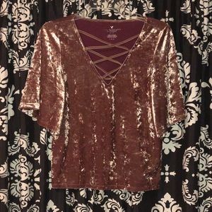 American Eagle Pink Velvet Shirt